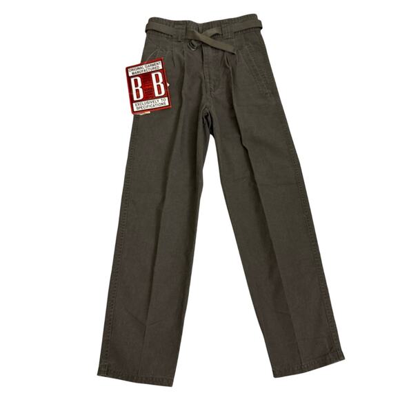 Bugle Boy Army Green Vintage High Waited Pants with Belt Size 12 Slim NWT - Picture 1 of 5
